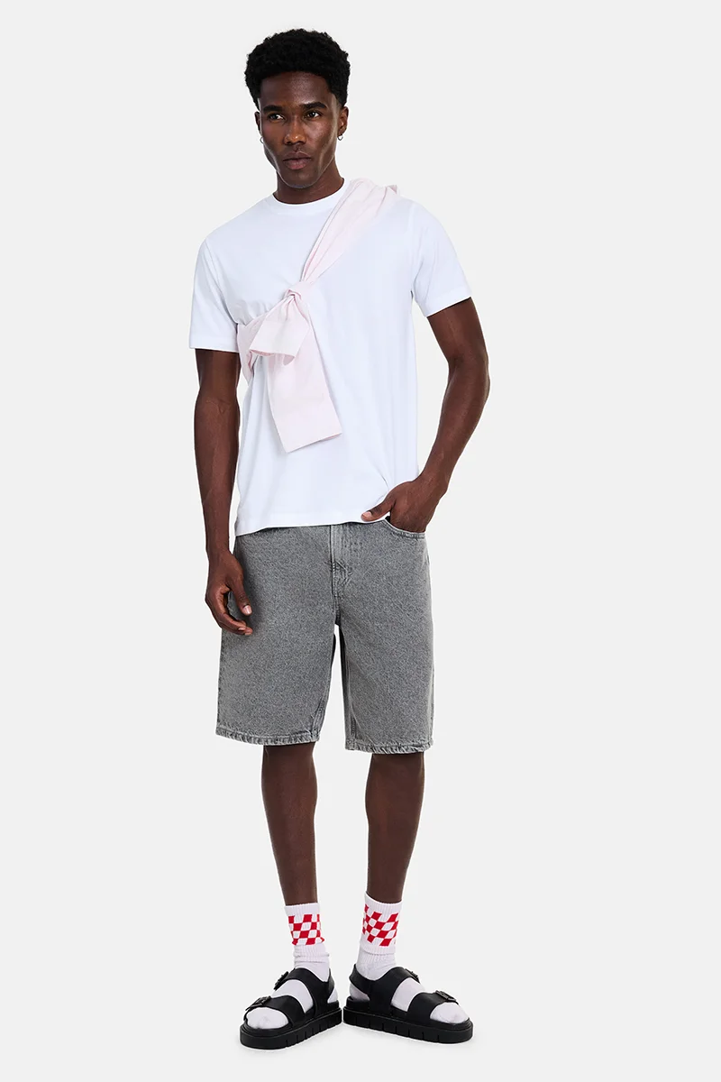 SNITCH White Solid Half Sleeve Slim Fit Casual T-Shirt