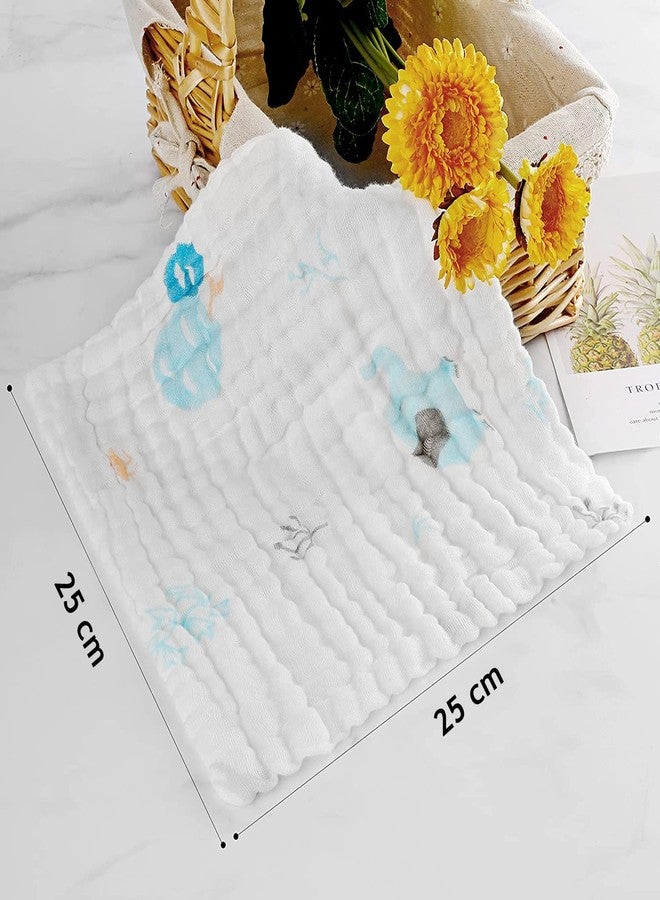 FIMALIA Dry Muslin Wash Cloth Organic Cotton Face Towel Handkerchief for Baby New Born/Infants/Toddlers (Color & Print May Vary) (Pack of 3) - Image 4