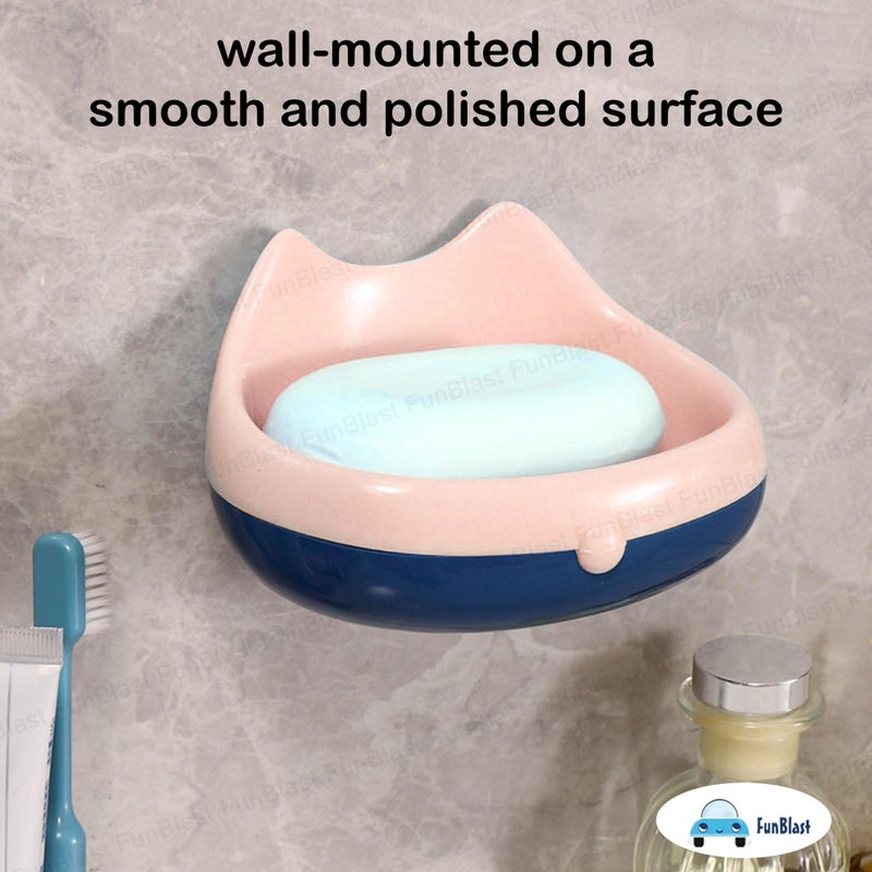 FunBlast Soap Case for Bathroom - Soap Box Holder, Soap Stand Holder for Bathroom, Kitchen Sink Magic Stickers Wall Mounted Soap Dish Holder (Pink) - Image 3