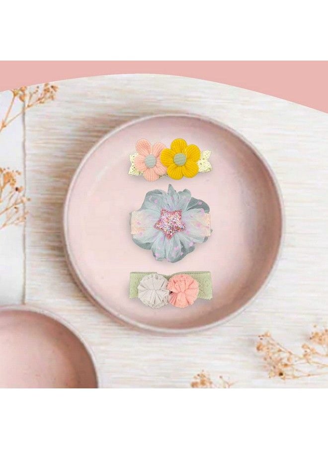 Syga 3 Pcs Children Girl Baby Elastic Hairband Princess Wind Bow Flower Headband Suit Baby Headdress Photo Hair Accessories For 0 3 Years (Color 1008) Multicolor  - Image 3