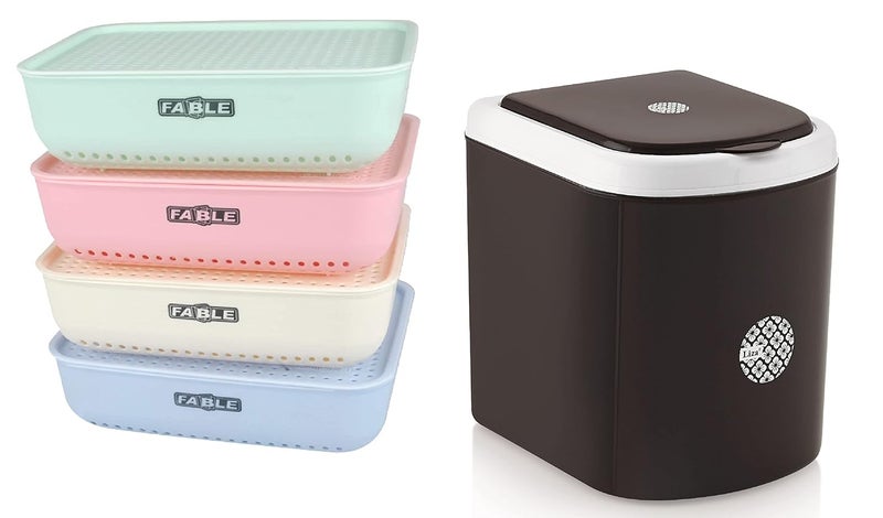 Nabhya Min West Bin Disposal Dustbin And 4Pc Croma Storage Basket Use In Multipurpose Pack Of 5 Black - Image 1