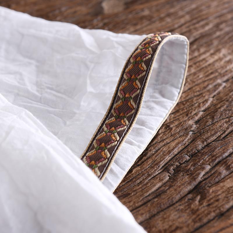 Chinese Style Buckle Linen Short-sleeved T-shirt Men's Thin Casual Pleated Stretchy Cotton Linen Top Men's Summer T-shirt - Image 5