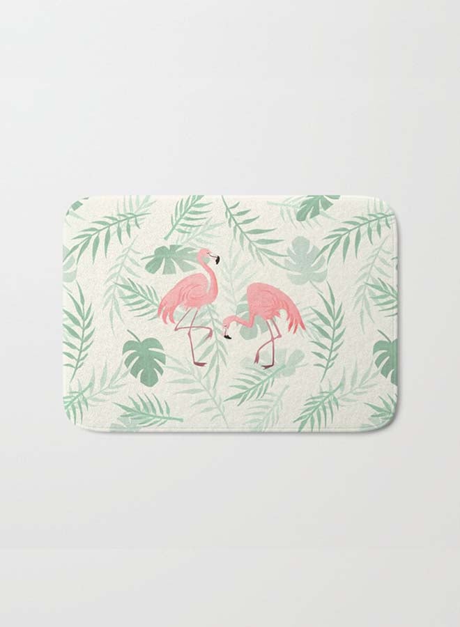 NIBEMINENT Cute Flamingo Pattern Anti-Skid Doormat Off White/Pink/Green 40 x 60cm