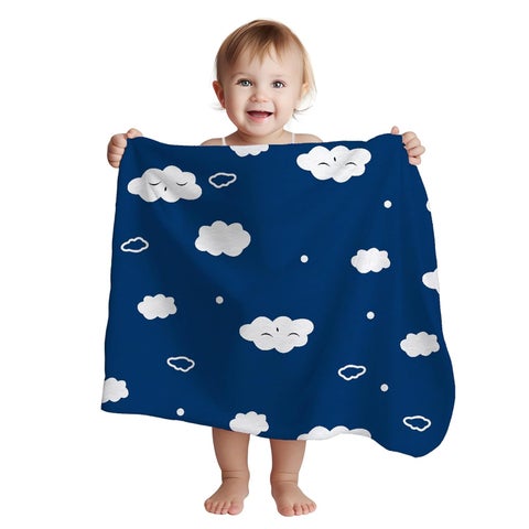 1ST STEP New Born Baby Blanket All Season Printed Single Super Soft Wrapper Sheet for AC Room for Baby Boys, Baby Girls, Babies (Cloud, 70 X 100 cms)