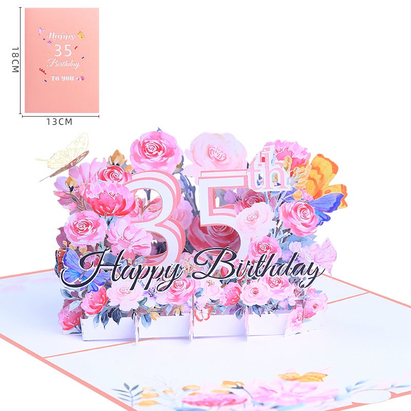 Creative Ins Flower Three-Dimensional Birthday Greeting Card Laser Hollow Writing Gift Small Fresh Handmade Blessing Special Paper - Image 1