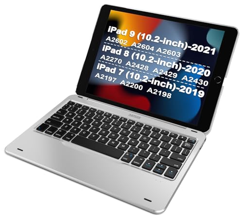 Arteck iPad 9th Gen (10.2-inch, 2021) Keyboard Case, Ultra-Thin Bluetooth Keyboard with Folio Full Protection Case for Apple 10.2-inch iPad 9 (2021) 8 and 7 with 130 Degree Swivel Rotating - Image 1