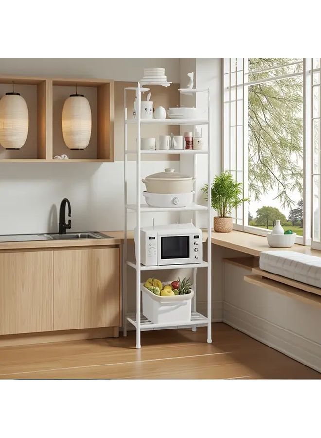 Multifunctional Freestanding 6 Tier Wire Kitchen Storage Rack With Pull Out Shelf For Bathroom Garage Living Room No Assembly Required White - Image 2