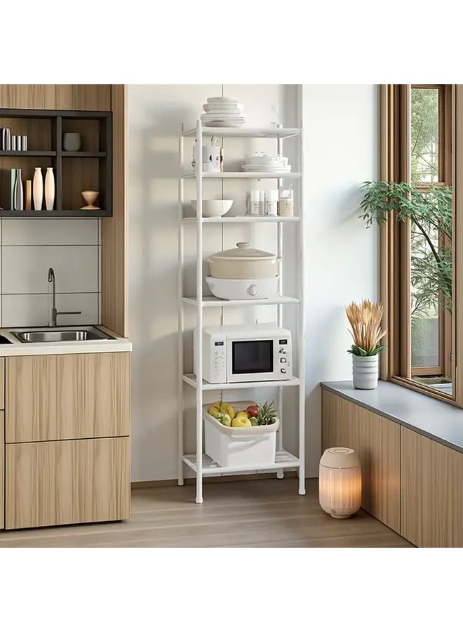 Multifunctional Freestanding 6 Tier Wire Kitchen Storage Rack With Pull Out Shelf For Bathroom Garage Living Room No Assembly Required White - Image 4