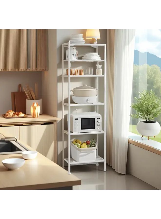 Multifunctional Freestanding 6 Tier Wire Kitchen Storage Rack With Pull Out Shelf For Bathroom Garage Living Room No Assembly Required White - Image 1