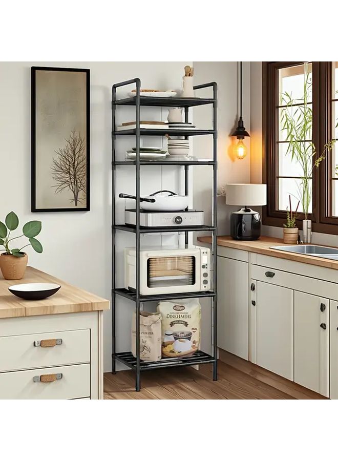 Multifunctional Freestanding 6 Tier Wire Kitchen Storage Rack With Pull Out Shelf For Bathroom Garage Living Room No Assembly Required White - Image 5