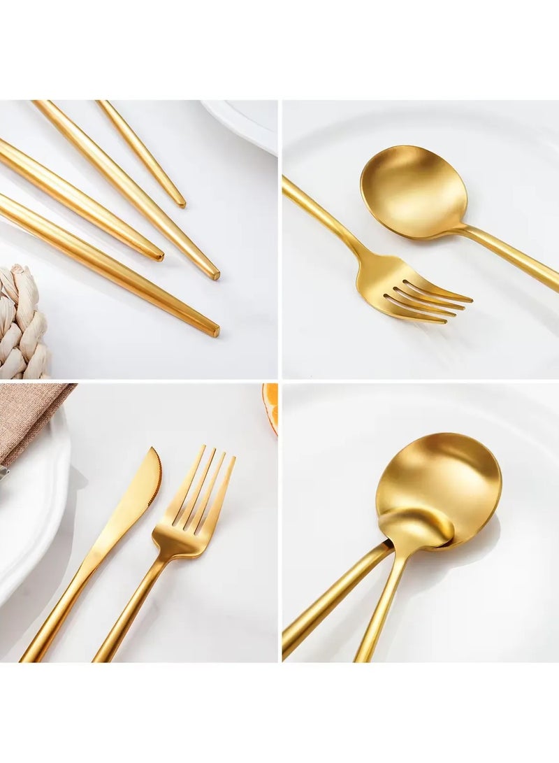 MAAC Home Opulent Gold Cutlery for Special Gatherings Luxurious Elegant Durable and Classic Premium Design Cutlery Set Perfect for everyday use, and get together, restaurant, banquet - Image 2