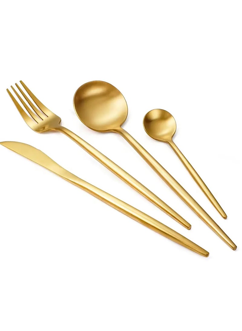 MAAC Home Opulent Gold Cutlery for Special Gatherings Luxurious Elegant Durable and Classic Premium Design Cutlery Set Perfect for everyday use, and get together, restaurant, banquet - Image 1