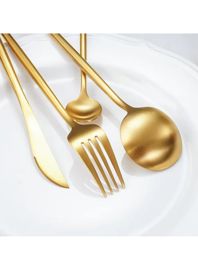 MAAC Home Opulent Gold Cutlery for Special Gatherings Luxurious Elegant Durable and Classic Premium Design Cutlery Set Perfect for everyday use, and get together, restaurant, banquet - Image 3