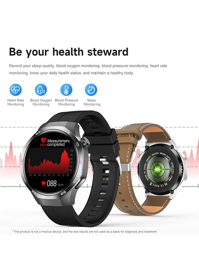 RollsTimi  Men's Smart Watch, Fashion Business Watch, 1.53-Inch High-Definition Screen, Bluetooth Call(Answer/Make), NFC Access Function, Voice Assistant, Health Monitoring, Waterproof Sports Watch, WATCH5MAX Steel Band Black - Image 4