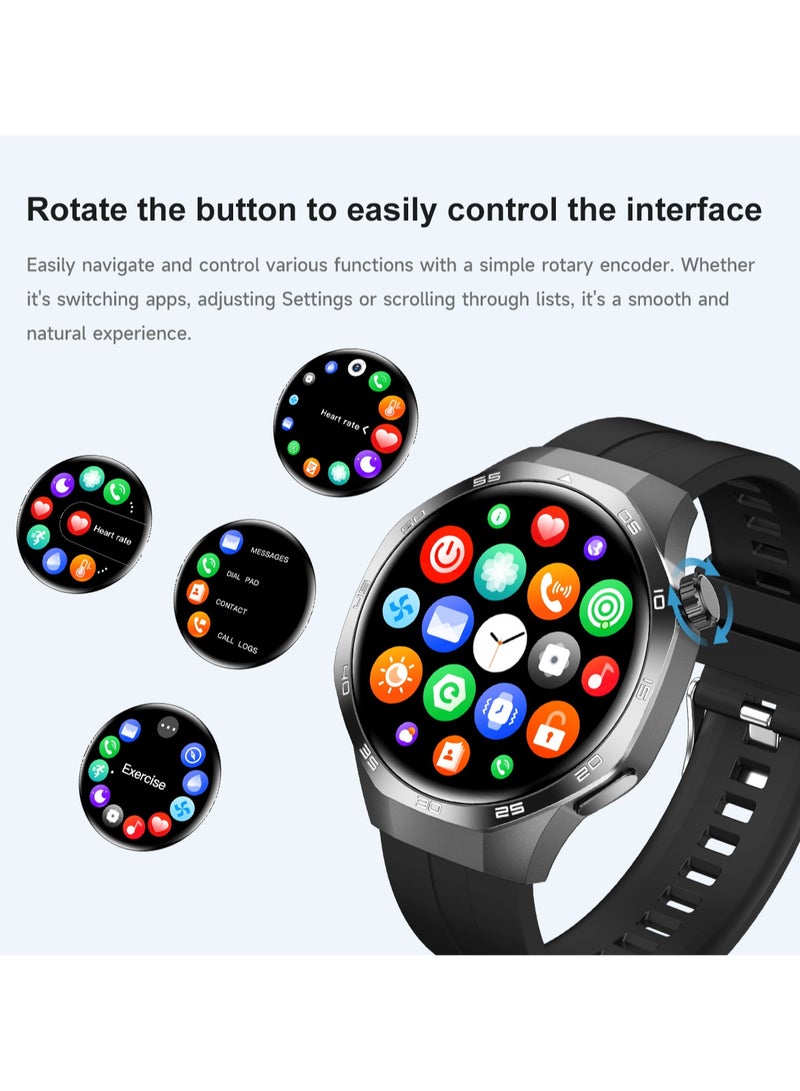 RollsTimi  Men's Smart Watch, Fashion Business Watch, 1.53-Inch High-Definition Screen, Bluetooth Call(Answer/Make), NFC Access Function, Voice Assistant, Health Monitoring, Waterproof Sports Watch, WATCH5MAX Steel Band Black - Image 3