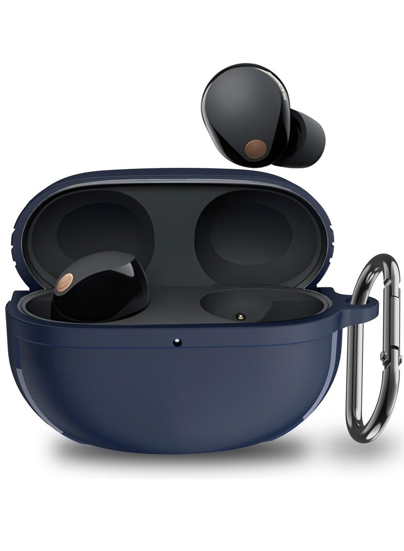 Compatible with Sony WF-1000XM5 Case, Shockproof TPU Protective Cover with Hook (Blue) - Image 2