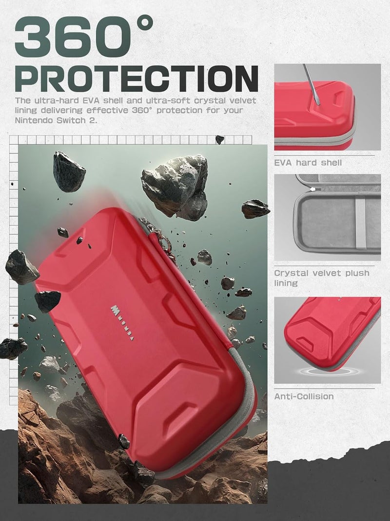 Mumba Carrying Case for Nintendo Switch 2 2025, [Plus Version] Portable Protective Travel Carry handbag Pouch for Blade/Titan Case [Large Capacity] (Red) - Image 4