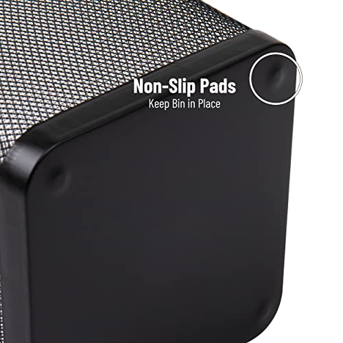 Mind Reader Mesh Trash Can, Waste Paper Basket, Square, Office, Metal Mesh, 9.75"L x 9.75"W x 12.25"H, Set of 2, Black - Image 5