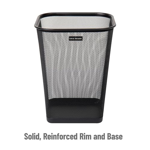Mind Reader Mesh Trash Can, Waste Paper Basket, Square, Office, Metal Mesh, 9.75"L x 9.75"W x 12.25"H, Set of 2, Black - Image 4