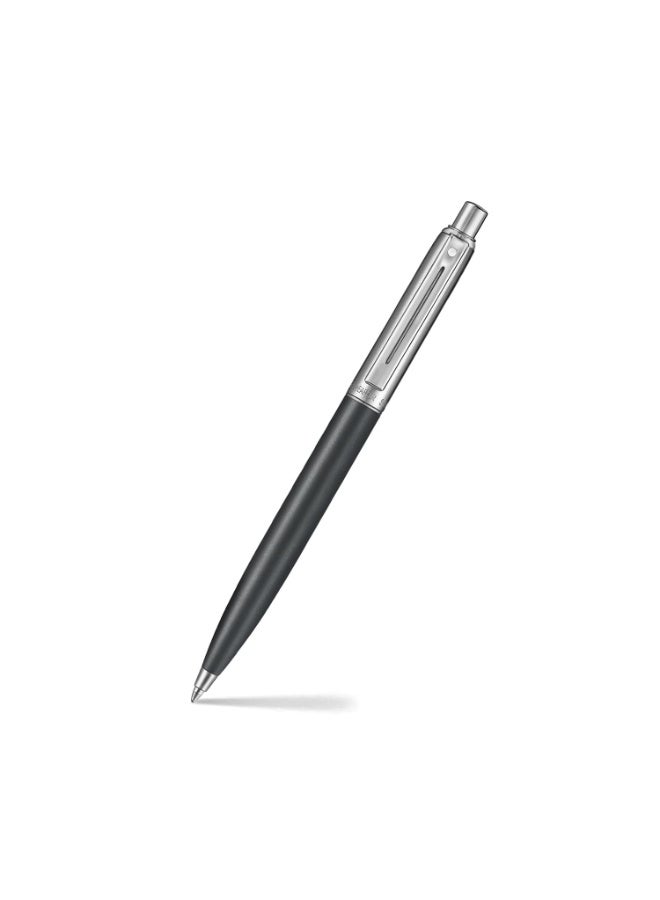 Sheaffer Sentinel Metal 331 Matte Black Barrel and Brushed Chrome Cap Ballpoint Pen with Chrome-Plated Trims - Image 1