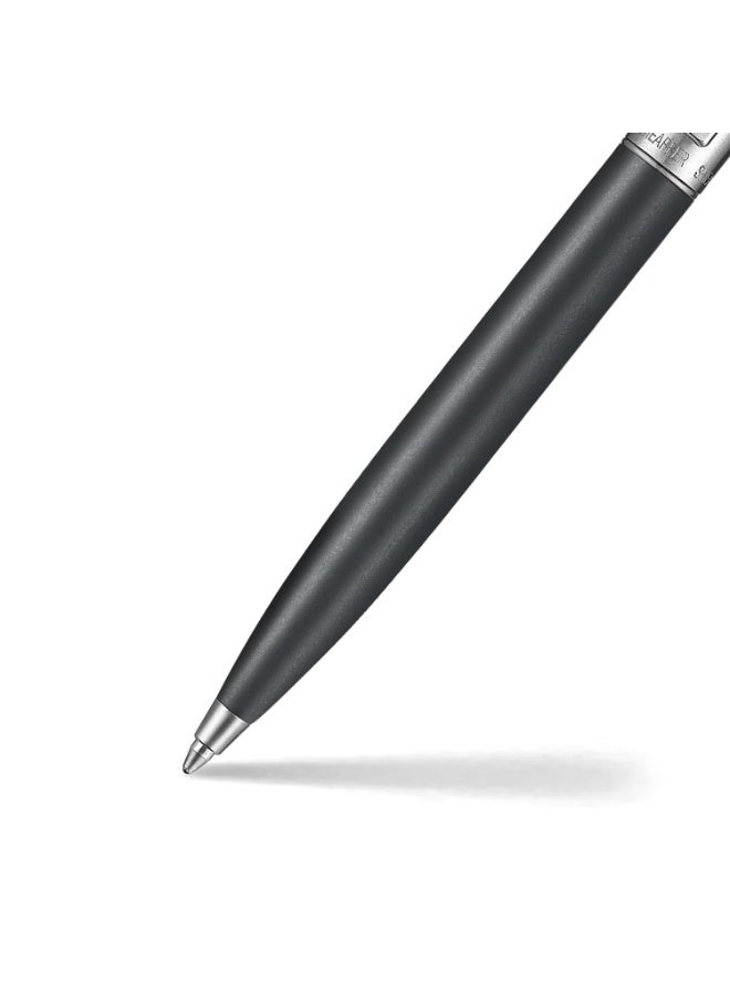 Sheaffer Sentinel Metal 331 Matte Black Barrel and Brushed Chrome Cap Ballpoint Pen with Chrome-Plated Trims - Image 2