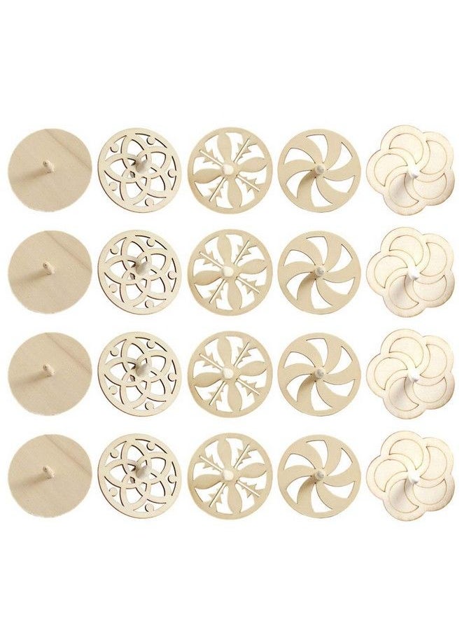 NUOBESTY - 20Pcs Diy Wooden Spinning Tops Painting Spinning Tops Natural Wood Spinning Tops Diy Painting Toys - Image 1