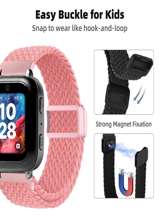 SimpleThings Braided Bands Compatible with Bark Watch, 3Pack Solo Loop Stretchy Watch Bands with Adjustable Easy Buckle for Kids Boys Girls (Teal&Purple&BrightPink) - Image 3