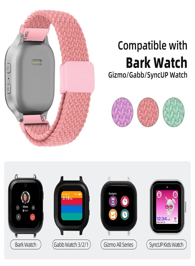 SimpleThings Braided Bands Compatible with Bark Watch, 3Pack Solo Loop Stretchy Watch Bands with Adjustable Easy Buckle for Kids Boys Girls (Teal&Purple&BrightPink) - Image 2