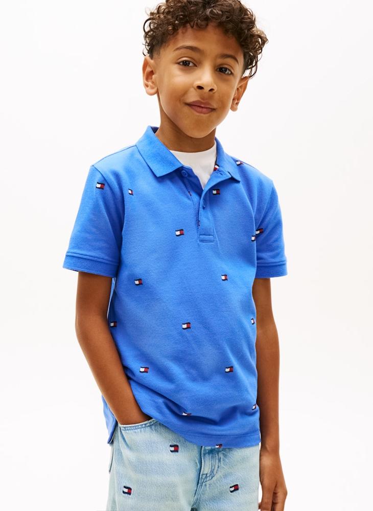 TOMMY HILFIGER Regular Fit Wavy Flag Embroidery Polo Shirt - Image 1