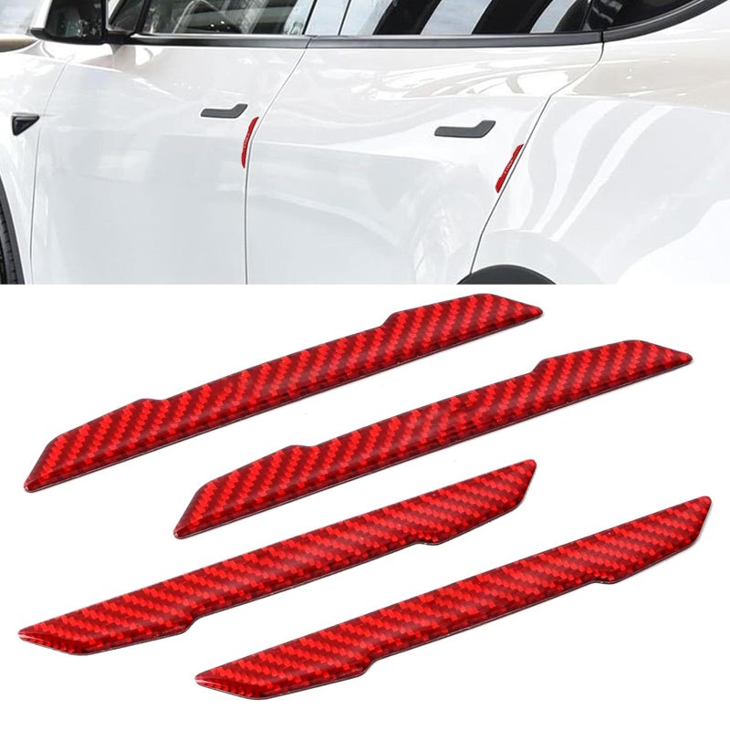 Door Protector Edge Guards Compatible with Tesla Model 3 Y X S Cybertruck Carbon Fiber Exterior Accessories AntiCollision Bumper Guard Strip Rearview Mirror Wrap Trim Trunk Cover Strips Red