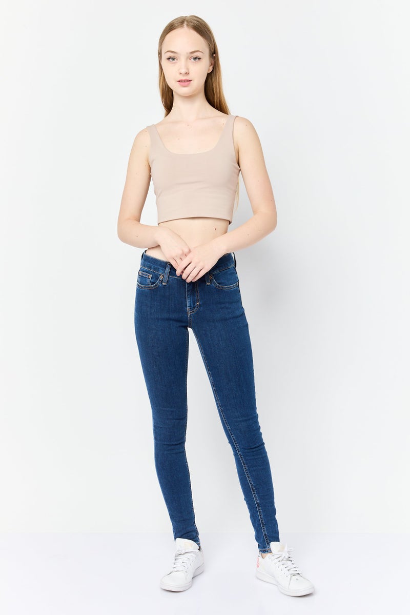 ESPRIT Women Skinny Fit Washed Mid Rise Stretchable Denim, Blue - Image 2