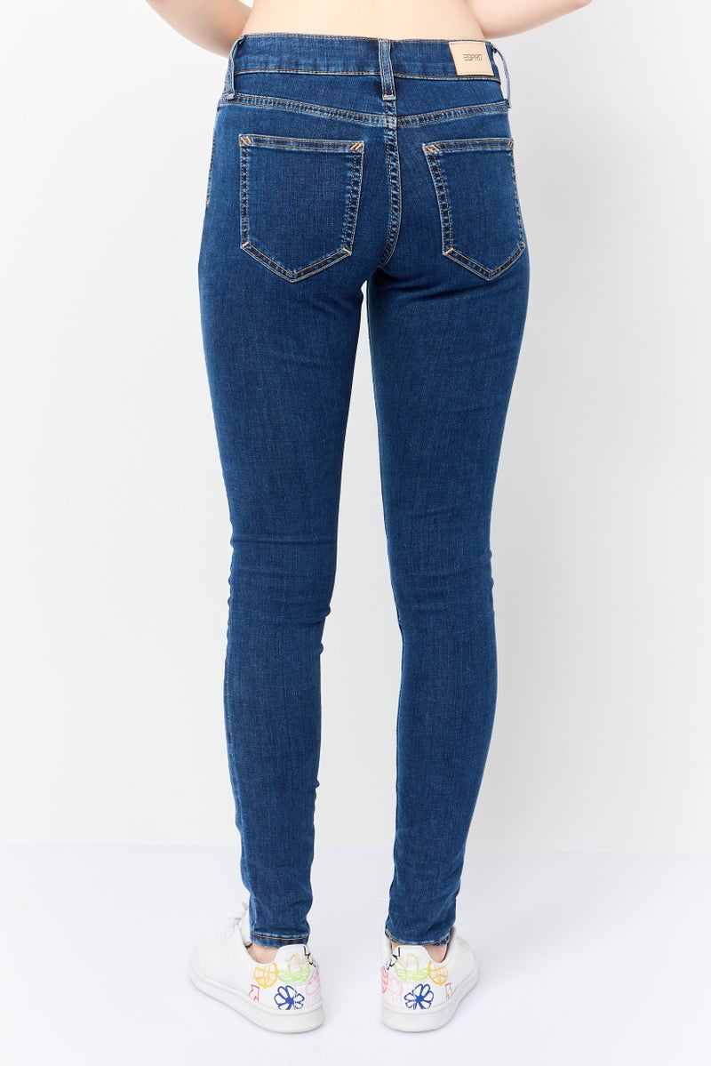 ESPRIT Women Skinny Fit Washed Mid Rise Stretchable Denim, Blue - Image 4