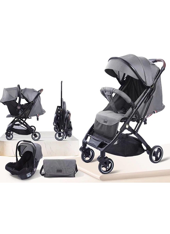 burbay 3 In 1 Stroller With Car Seat And Mother Bag, 0 Month  - Image 1