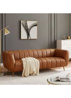 كنبة جلد 3 مقاعد باللون البني  220x80x80 سم