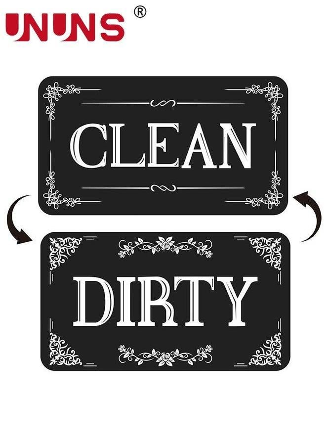 UNUNS Dishwasher Magnet,2PCS Clean Dirty Magnet For Dishwasher,Upgrade Super Strong Magnet,Easy To Read Non-Scratch Magnetic Silver Indicator Sign With Clear,Black - Image 1