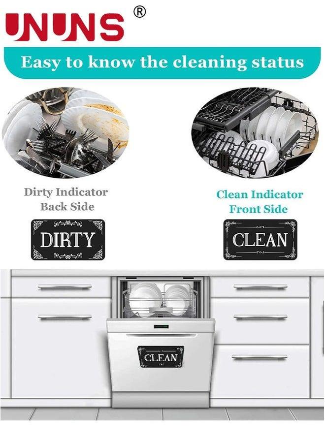 UNUNS Dishwasher Magnet,2PCS Clean Dirty Magnet For Dishwasher,Upgrade Super Strong Magnet,Easy To Read Non-Scratch Magnetic Silver Indicator Sign With Clear,Black - Image 2