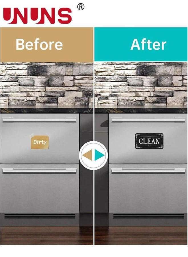 UNUNS Dishwasher Magnet,2PCS Clean Dirty Magnet For Dishwasher,Upgrade Super Strong Magnet,Easy To Read Non-Scratch Magnetic Silver Indicator Sign With Clear,Black - Image 4