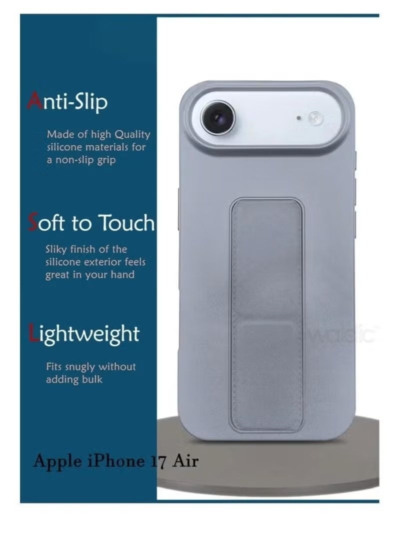 ACLIX Slim & Durable Apple iPhone 17 Air Case Cover with Built-In Magnetic Hand Grip – 3-in-1 Shock-Absorbent Protective Phone Case in Elegant Grey Featuring Secure Handling Grip, Stand Function & Maximum Protection – Perfect Fit for iPhone 17 Air - Image 1