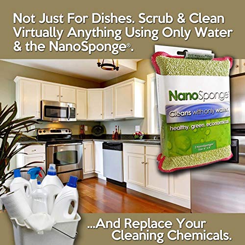 Life Miracle Nano Sponge Cleaning Sponges. Supersized Everyday Heavy Duty Household Kitchen and Dish Sponge. 2 Pack. 6 x 4 - Image 4
