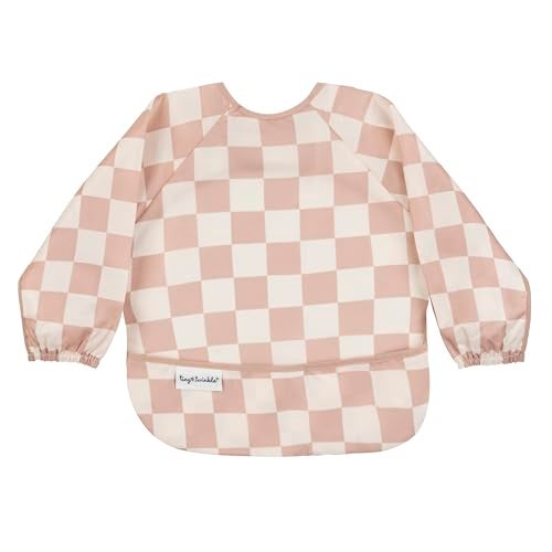 Tiny Twinkle Long Sleeve Bib for Babies & Toddlers | Waterproof Smock Bib for Eating | Machine Washable & Mess-Proof Feeding Essentials | Newborn Shower Gift (Checkers Brown, 6–24M) - Image 1