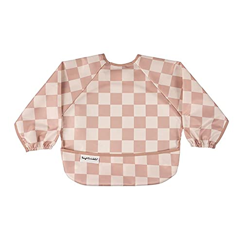 Tiny Twinkle Long Sleeve Bib for Babies & Toddlers | Waterproof Smock Bib for Eating | Machine Washable & Mess-Proof Feeding Essentials | Newborn Shower Gift (Checkers Brown, 6–24M) - Image 4