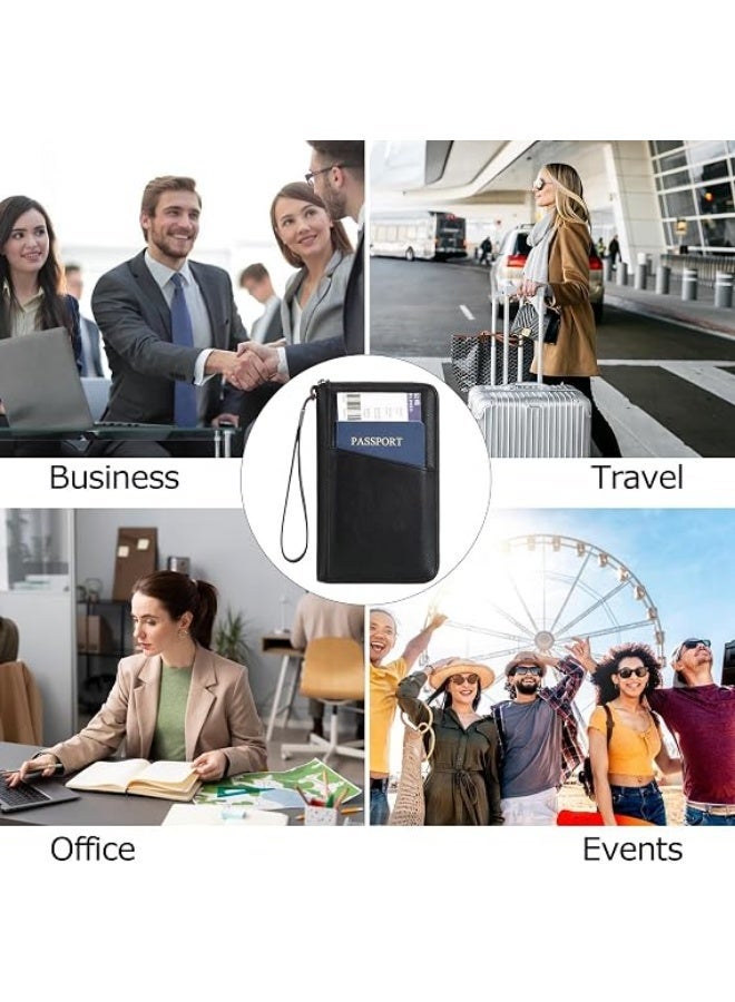 Travel Passport Holder Wallet for Family, RFID Blocking Waterproof Organizer with Multi-Card Slots, Travel Document Case for ID, Credit Cards, Tickets, Money, Coins, Gifts - Image 5