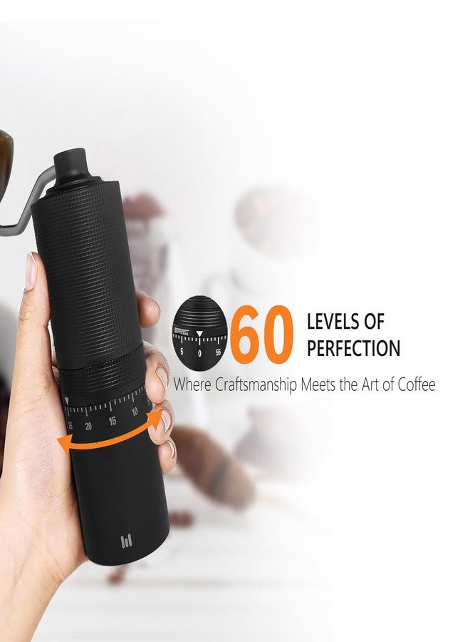 Macnoa Grind Craft Manual Coffee Grinder - 60 Grind Settings, Titanium Burr, Compact and Portable for Espresso, French Press, and Pour Over Brewing, Black. - Image 2