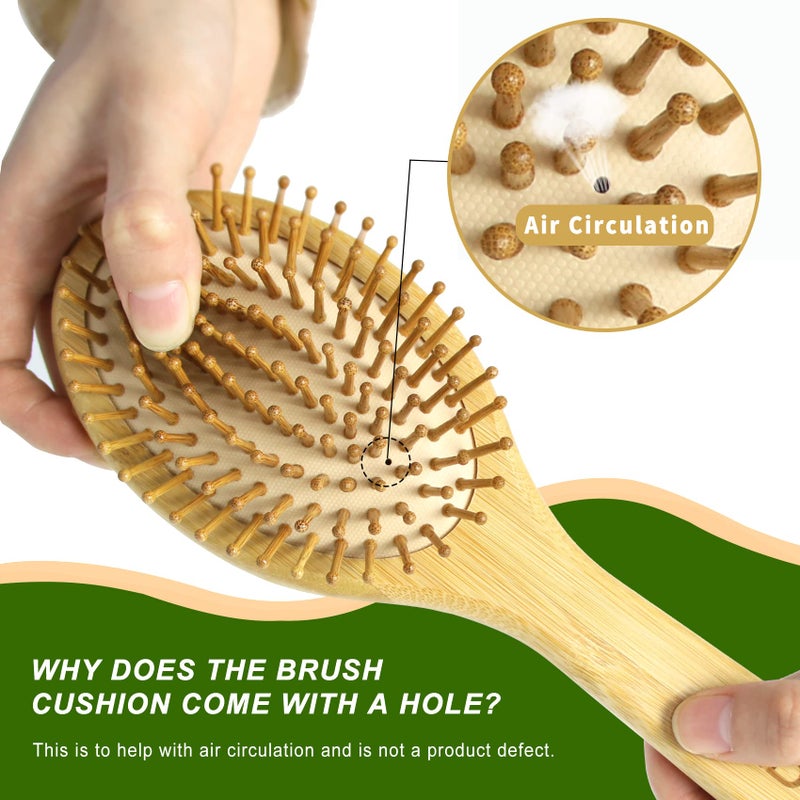 MRD Hair brush, Natural Bamboo Paddle Detangling Hairbrush, Massage Scalp Thick/Thin/Curly/Dry Hair For Women & Men - Image 2