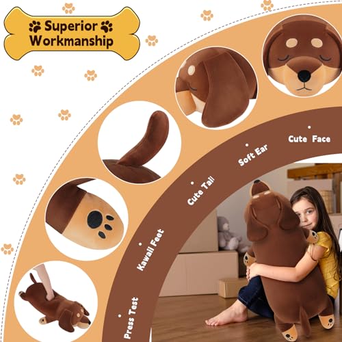 Auspicious beginning 30 Giant Dachshund Dog Plush Stuffed Animal Weiner Dog Plush Pillow Plushies Large Sleeping Dachshund Plush Toy Cute Hugging Weiner Dog Stuffed Animal Birthday Gifts for Kids Girls Boys - Image 5