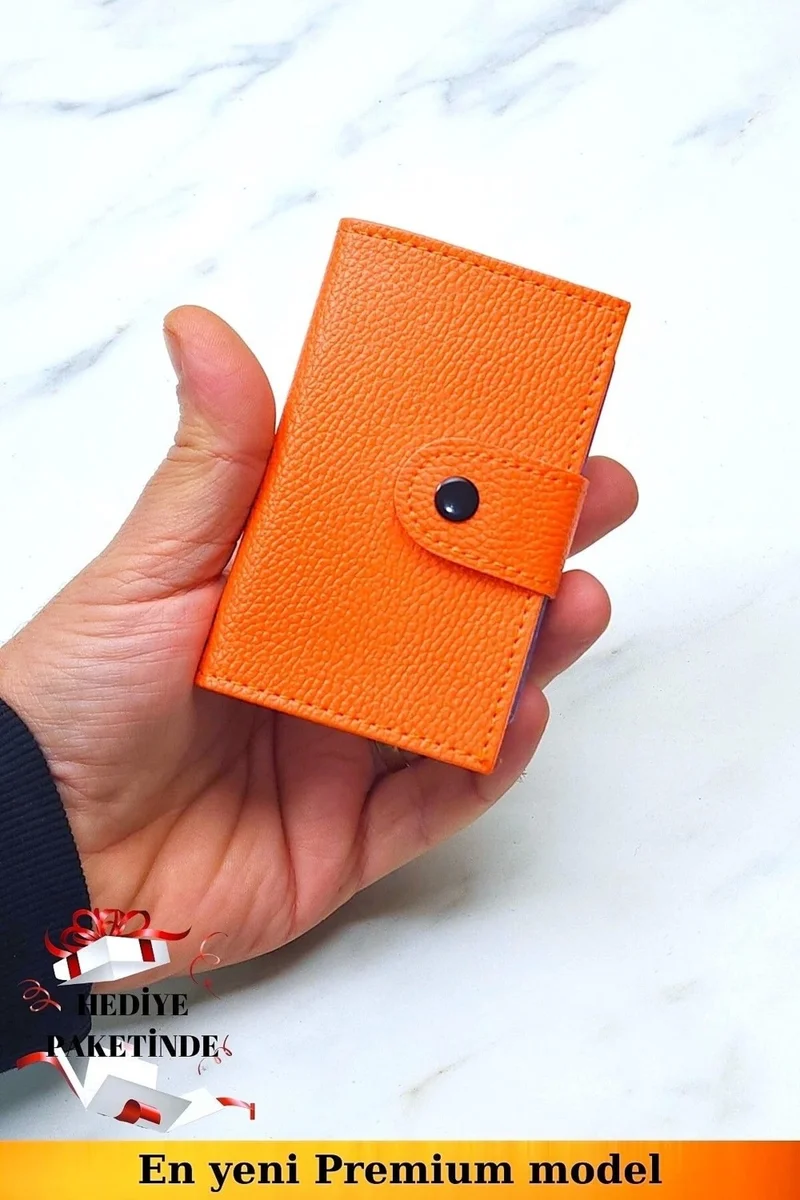 Vanilla Collection Unisex Vegan Leather Orange Wallet Accordion Ergonomic Organizer Card Holder
