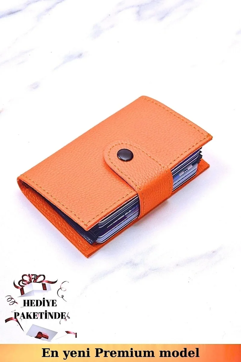 Vanilla Collection Unisex Vegan Leather Orange Wallet Accordion Ergonomic Organizer Card Holder