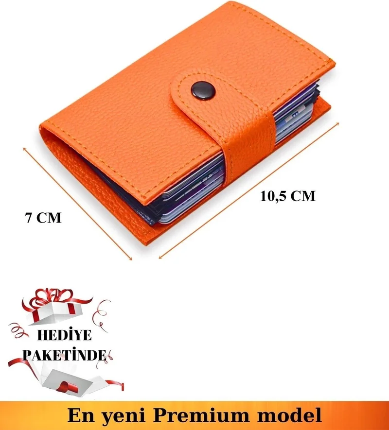 Vanilla Collection Unisex Vegan Leather Orange Wallet Accordion Ergonomic Organizer Card Holder