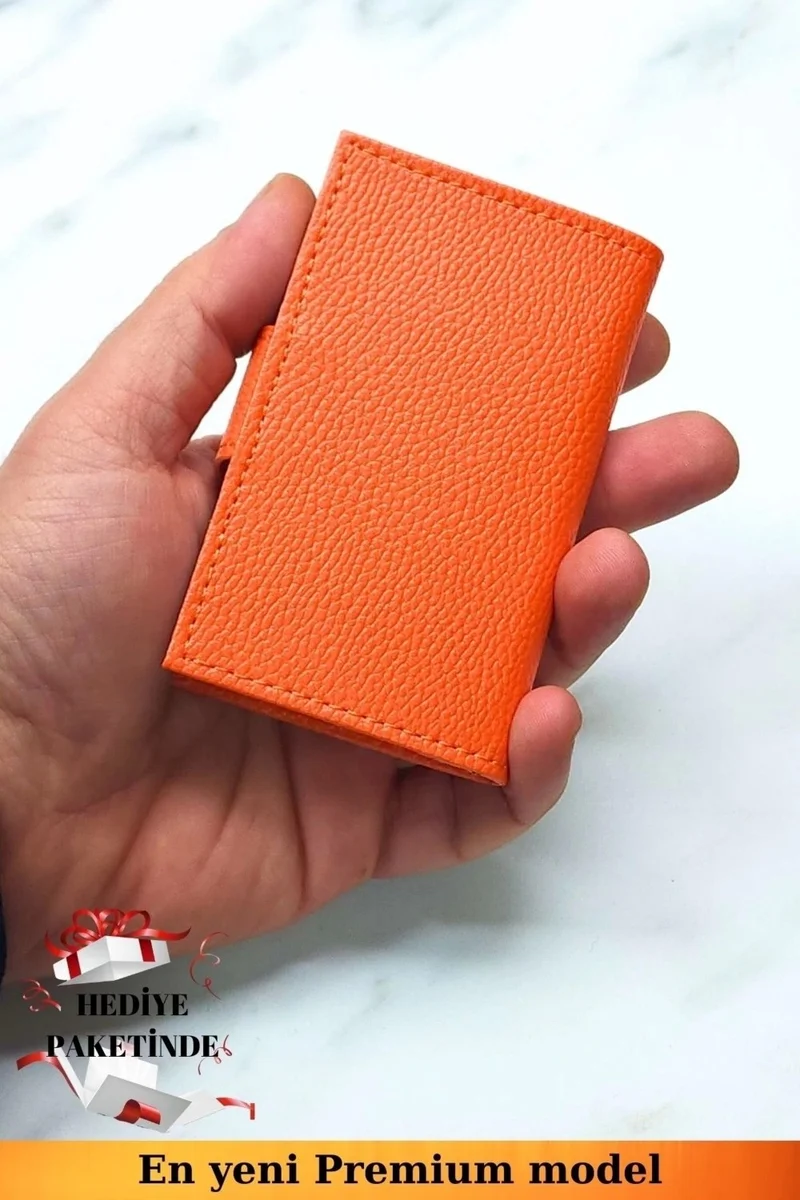 Vanilla Collection Unisex Vegan Leather Orange Wallet Accordion Ergonomic Organizer Card Holder