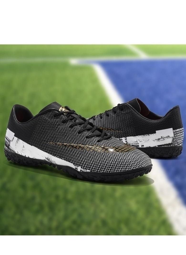 Loquat - Football Shoes Men's  Teenager Training TF Broken Nails Primary School Sports Shoes Black - Image 1